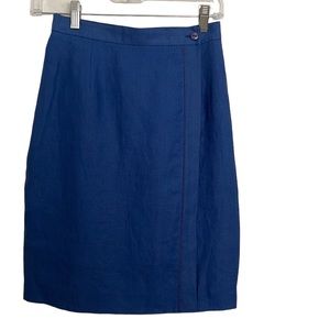 Talbots Irish linen blue wrap skirt